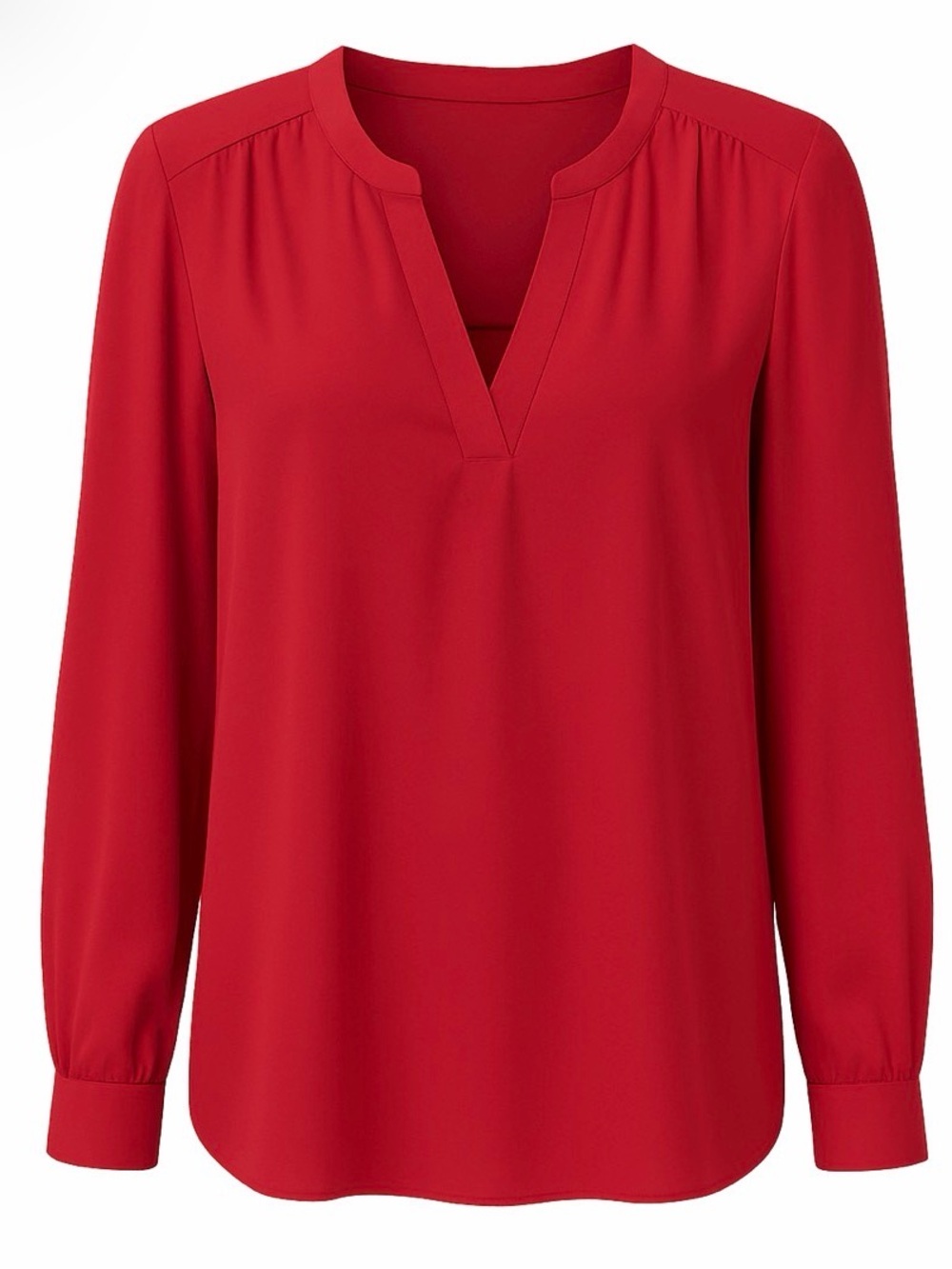LOFT Red V-Neck Long Sleeve Blouse - like new (worn once)